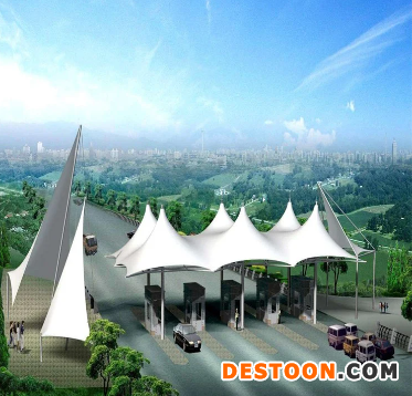 定制大型交通设施膜结构工程 城市道路出入口收费站 膜结构标志建筑