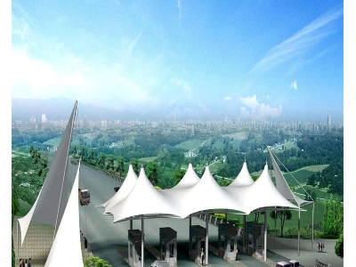 定制大型交通设施膜结构工程 城市道路出入口收费站 膜结构标志建筑