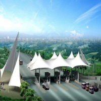 定制大型交通设施膜结构工程 城市道路出入口收费站 膜结构标志建筑